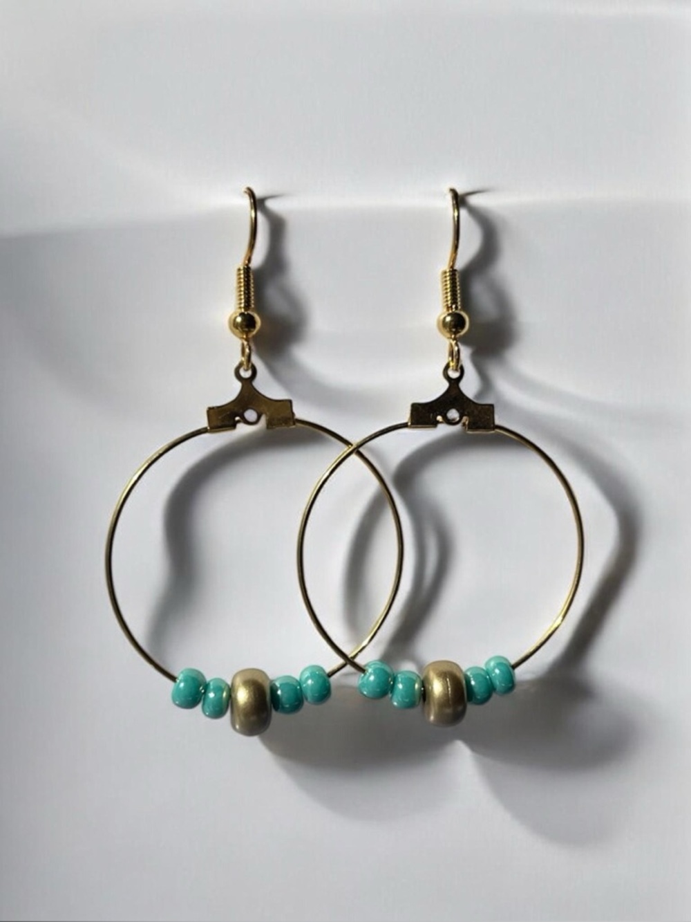Turquoise and Gold hoop earrings